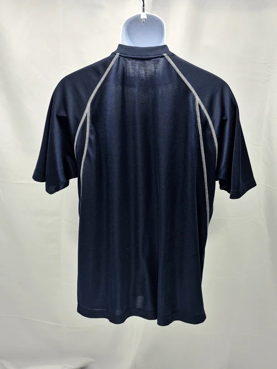 NWOT Nike Vintage Y2K Navy Blue Piping Center Swoosh V-Neck Performance Shirt L - Picture 3 of 9